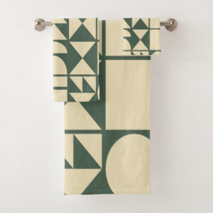 Forest Green Moderne geometrische vormen Bad Handdoek