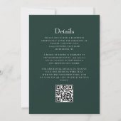 Forest Green Monogram Crest QR Code Wedding Kaart (Achterkant)