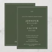 Forest Green Monogram repetitie diner uitnodiging (Voorkant / Achterkant)