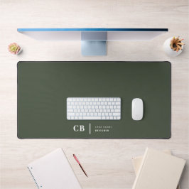 Forest Green Monogram Stylish Trendy Modern Bureaumat
