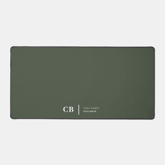 Forest Green Monogram Stylish Trendy Modern Bureaumat (Voorkant)