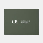 Forest Green Monogram Stylish Trendy Modern Deurmat (Voorkant)