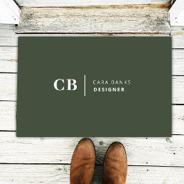 Forest Green Monogram Stylish Trendy Modern Deurmat
