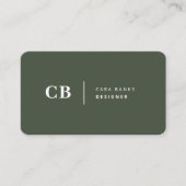 Forest Green Monogram Stylish Trendy Modern Visitekaartje (Voorkant)
