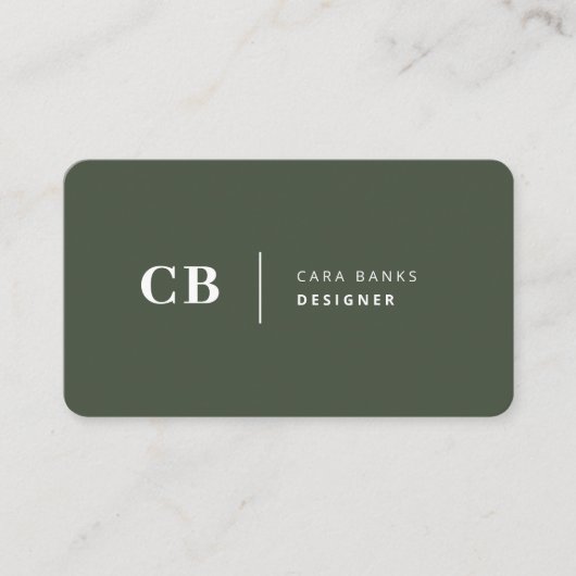 Forest Green Monogram Stylish Trendy Modern Visitekaartje (Voorkant)