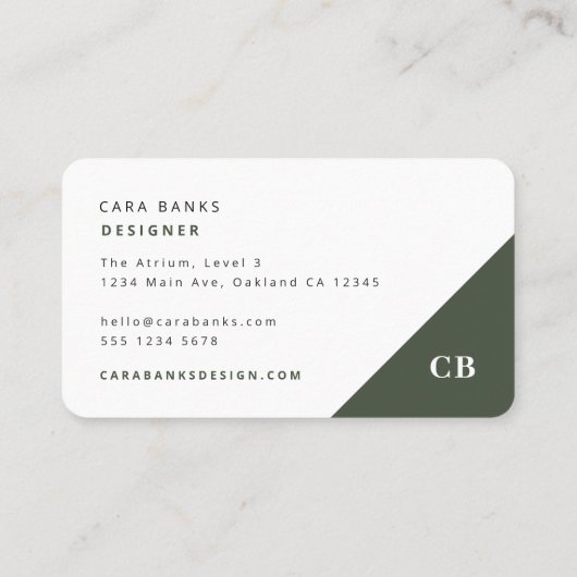 Forest Green Monogram Stylish Trendy Modern Visitekaartje (Achterkant)