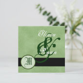 FOREST GREEN Monogram Weddenschap Kaart (Staand voorkant)