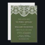 Forest Green Moroccan Lace Mod Wedding Invitation Kaart<br><div class="desc">Forest Green Moroccan Lace Mod Wedding Invitation  en elegant bruiloft nodigt het Marokkaanse keiwit uit.</div>