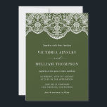 Forest Green Moroccan Lace Mod Wedding Invitation Kaart<br><div class="desc">Forest Green Moroccan Lace Mod Wedding Invitation  en elegant bruiloft nodigt het Marokkaanse keiwit uit.</div>