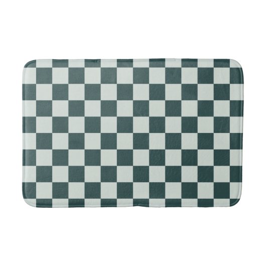 Forest green moss checkerboard pattern badmat (Voorkant)