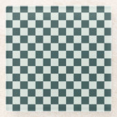 Forest green moss checkerboard pattern glazen onderzetter (Voorkant)