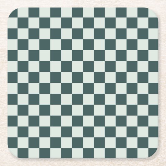 Forest green moss checkerboard pattern kartonnen onderzetters (Voorkant)