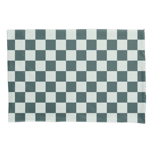 Forest green moss checkerboard pattern kussensloop (Voorkant-Links)