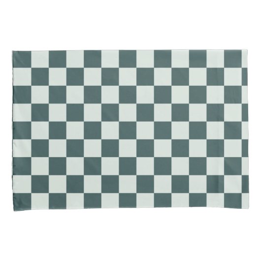 Forest green moss checkerboard pattern kussensloop (Voorkant-Rechts)