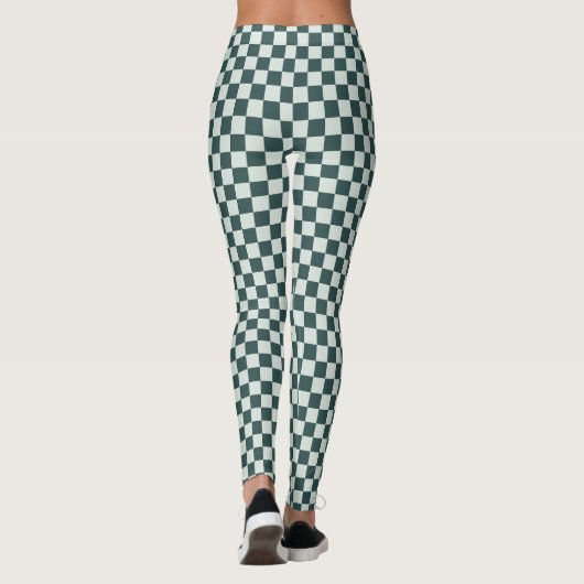 Forest green moss checkerboard pattern leggings (Achterkant)