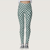 Forest green moss checkerboard pattern leggings (Voorkant)
