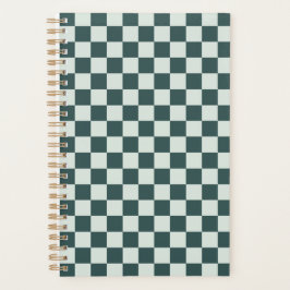 Forest green moss checkerboard pattern planner