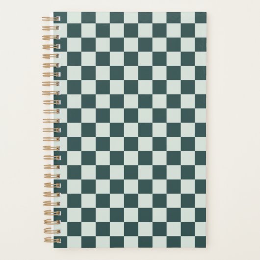 Forest green moss checkerboard pattern planner (Voorkant)