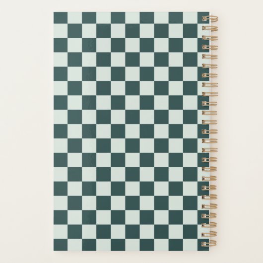 Forest green moss checkerboard pattern planner (Achterkant)