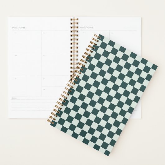 Forest green moss checkerboard pattern planner (Display)
