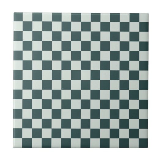 Forest green moss checkerboard pattern tegeltje (Voorkant)