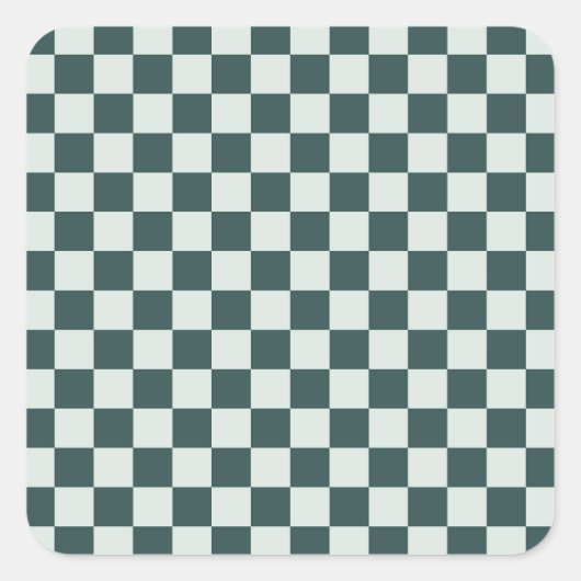 Forest green moss checkerboard pattern vierkante sticker (Voorkant)