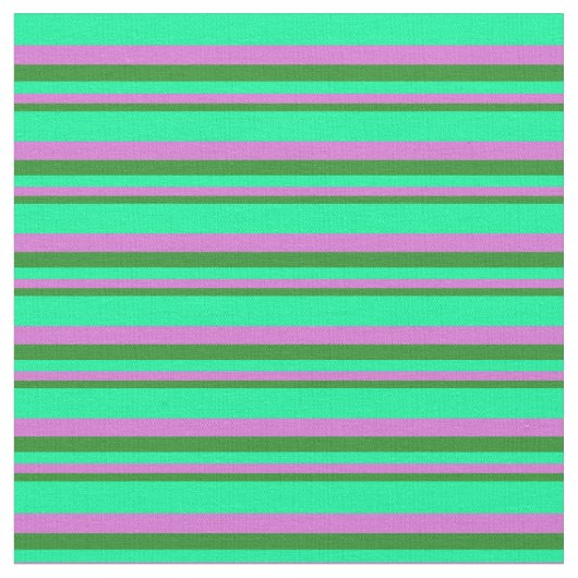 Forest Green, Orchid & Green Pattern van Stripes Stof (Close Up)