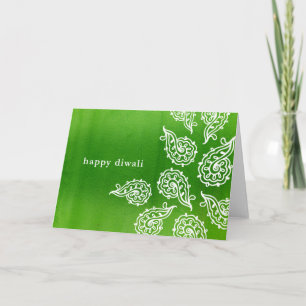 Forest Green Paisleys Diwali Card Kaart