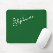 Forest Green Personalized Name Script Minimalist Muismat (Met muis)
