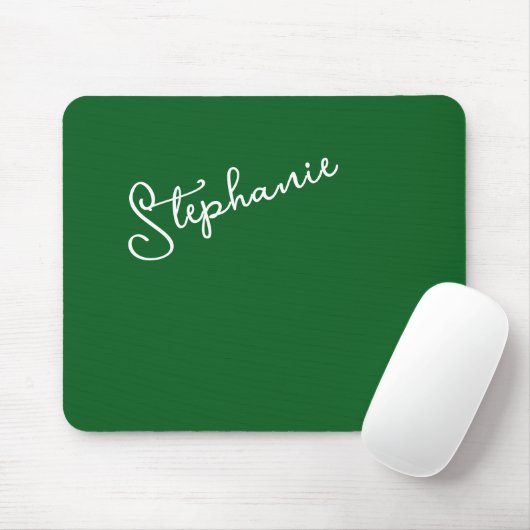 Forest Green Personalized Name Script Minimalist  Muismat (Met muis)
