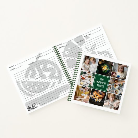Forest Green Photo Collage 8 Pics Family Recipes Notitieboek (Binnen)