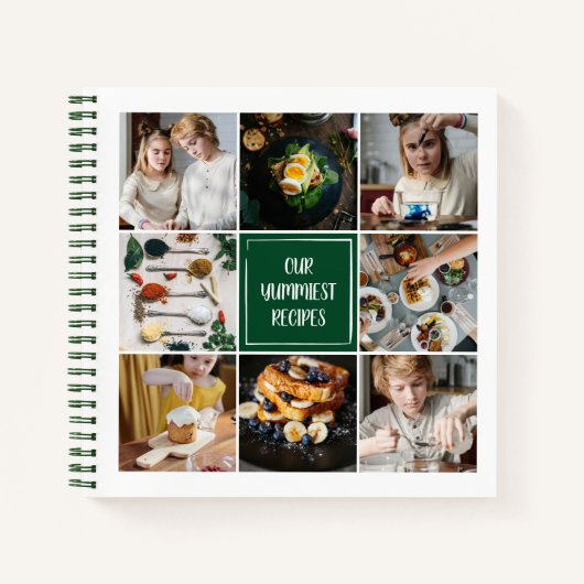 Forest Green Photo Collage 8 Pics Family Recipes Notitieboek (Voorkant)