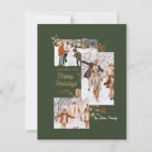 Forest Green Photo Collage Kerstmis Feestdagenkaart (Voorkant)