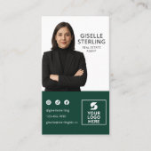Forest Green Photo Logo Real Estate Agent  Visitekaartje (Voorkant)