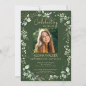 Forest Green Photo Memorial Service Kaart (Voorkant)