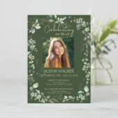Forest Green Photo Memorial Service Kaart (Staand voorkant)