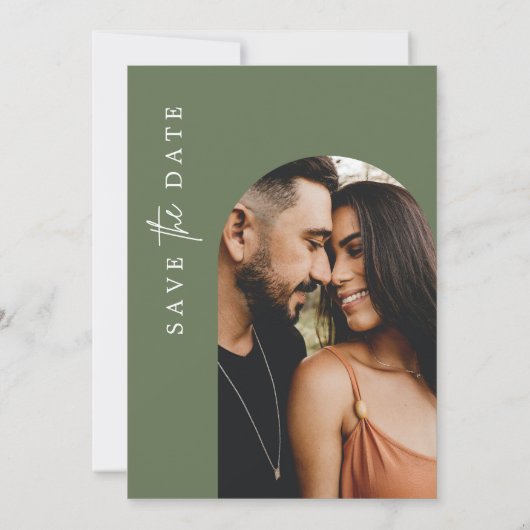 Forest Green Photo Save the Dates Invitation Kaart (Achterkant)