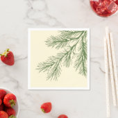 Forest Green Pine Branches op Cream Servet (Insitu)