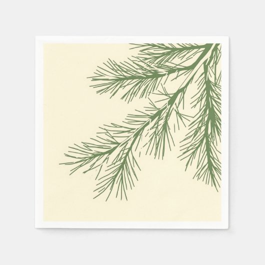 Forest Green Pine Branches op Cream Servet (Voorkant)
