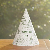 Forest Green Pine Trees Campfire Camping Verjaarda Feesthoedjes