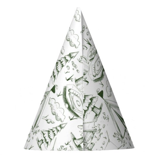 Forest Green Pine Trees Campfire Camping Verjaarda Feesthoedjes (Achterkant)