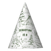 Forest Green Pine Trees Campfire Camping Verjaarda Feesthoedjes (Voorkant)