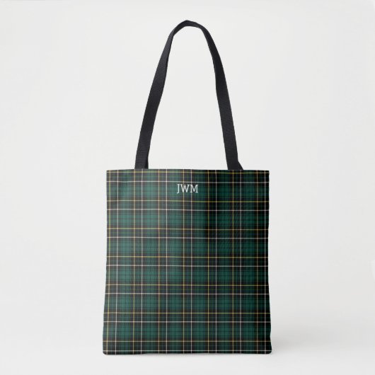 Forest Green Plaid MacAlpine Tartan Monogram Tote Bag (Voorkant)