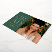 Forest Green Ppress Folie Afstudeerder Block Afstu Folie Uitnodiging (Gedraaid)