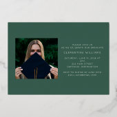 Forest Green Ppress Folie Afstudeerder Block Afstu Folie Uitnodiging (Achterkant)