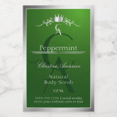 Forest Green Product Label Silver Frame Monogram Voedselcontainer Etiket (Enkel label)