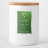 Forest Green Product Label Silver Frame Monogram Voedselcontainer Etiket (Voorkant)