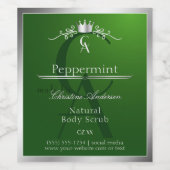 Forest Green Product Label Silver Frame Monogram Wijn Etiket (Enkel label)