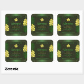 Forest Green Product Label Yellow Hawaiian Flowers (Vel)