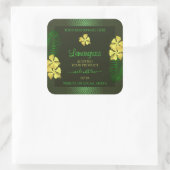 Forest Green Product Label Yellow Hawaiian Flowers (Tas)